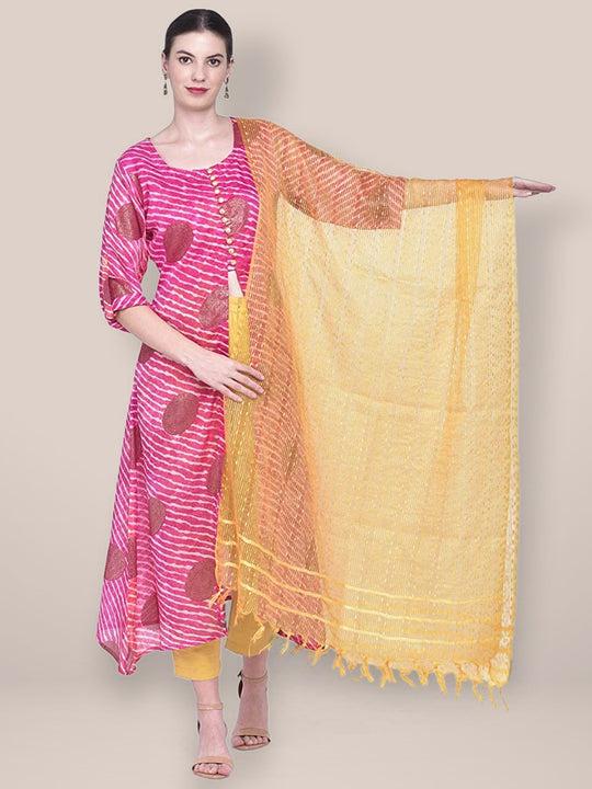 dupatta bazaar woman'syellow organza dupatta