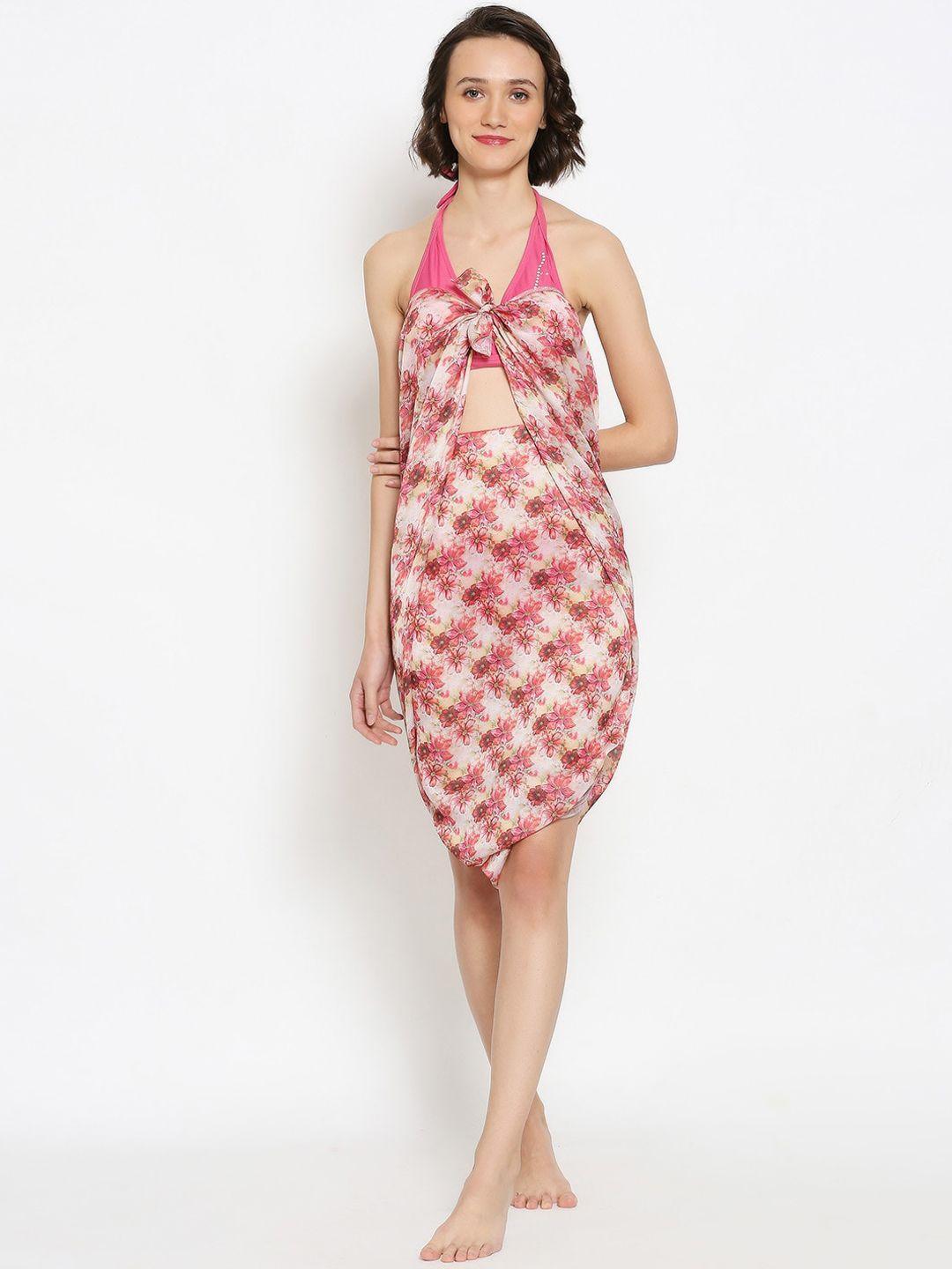 dupatta bazaar women pink & white printed sarong