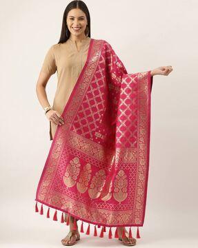 dupatta with floral woven motifs