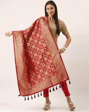 dupatta with floral woven motifs