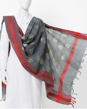 dupatta with motifs & tassels