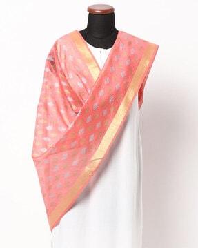 dupatta with zari border & fringed edges