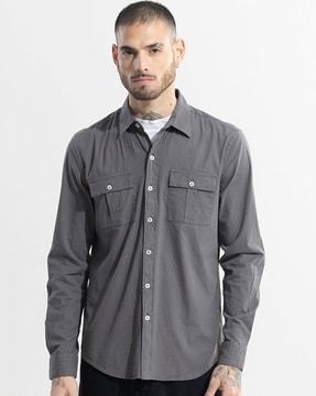 duple slim fit shirt with flap pockets