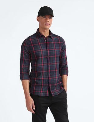 dupplin check slim shirt