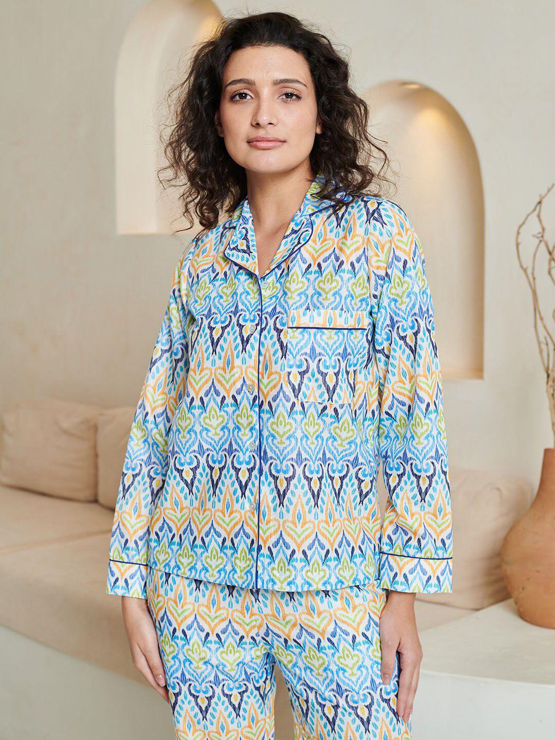 dusk attire printed shirt with pyjamas night suit