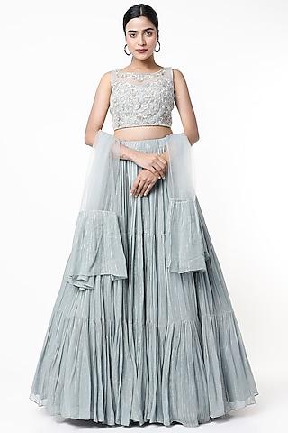 dusky grey sequins embroidered lehenga set