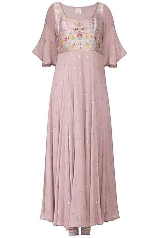 dusky lavender embroidered anarkali set