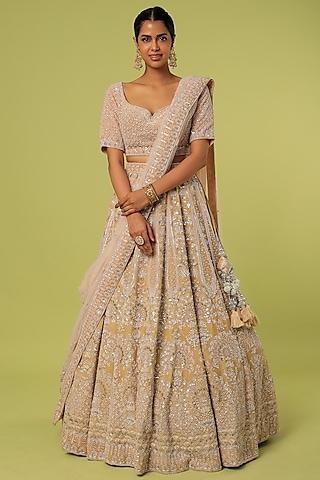 dusky peach embroidered lehenga set