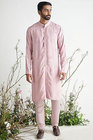 dusted pink embroidered kurta set