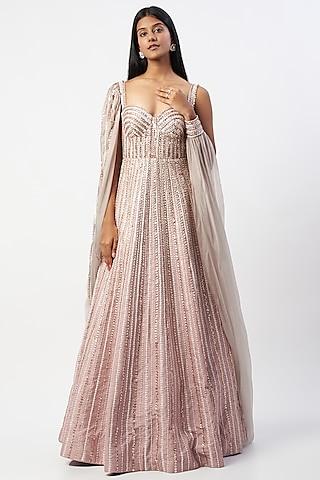 dusted lilac embroidered gown