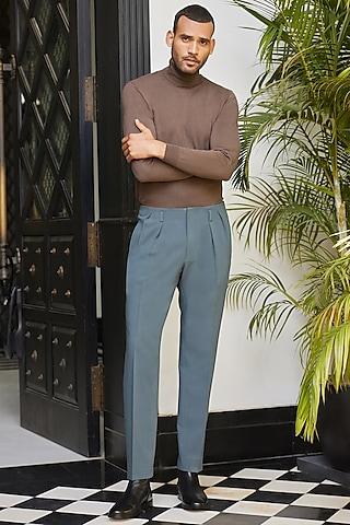 dusty grey-blue polyester blend trouser