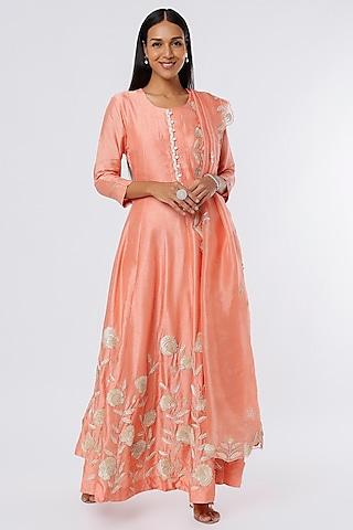 dusty peach gota embroidered anarkali set