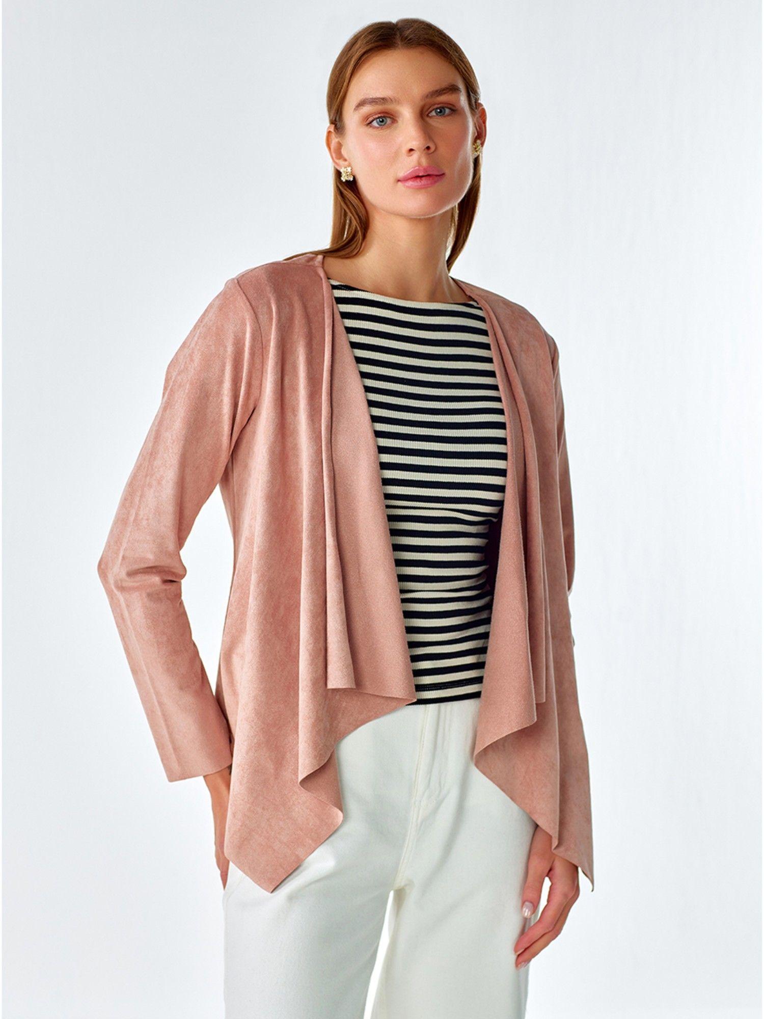 dusty pink asymmetrical open shrug