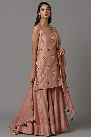 dusty pink chanderi silk gharara set