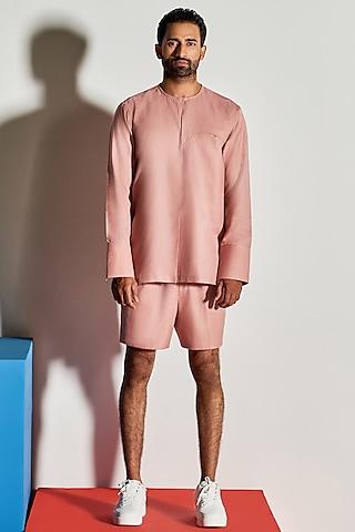 dusty pink cotton poly slip-on shirt