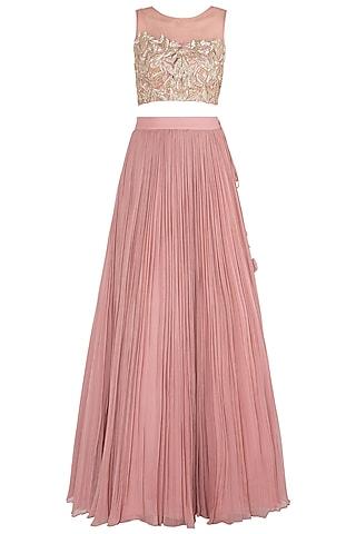 dusty pink embellished lehenga set