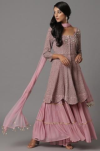 dusty pink embroidered gharara set