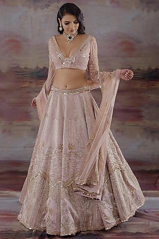 dusty pink embroidered lehenga set