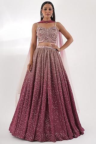 dusty pink lycra lehenga set