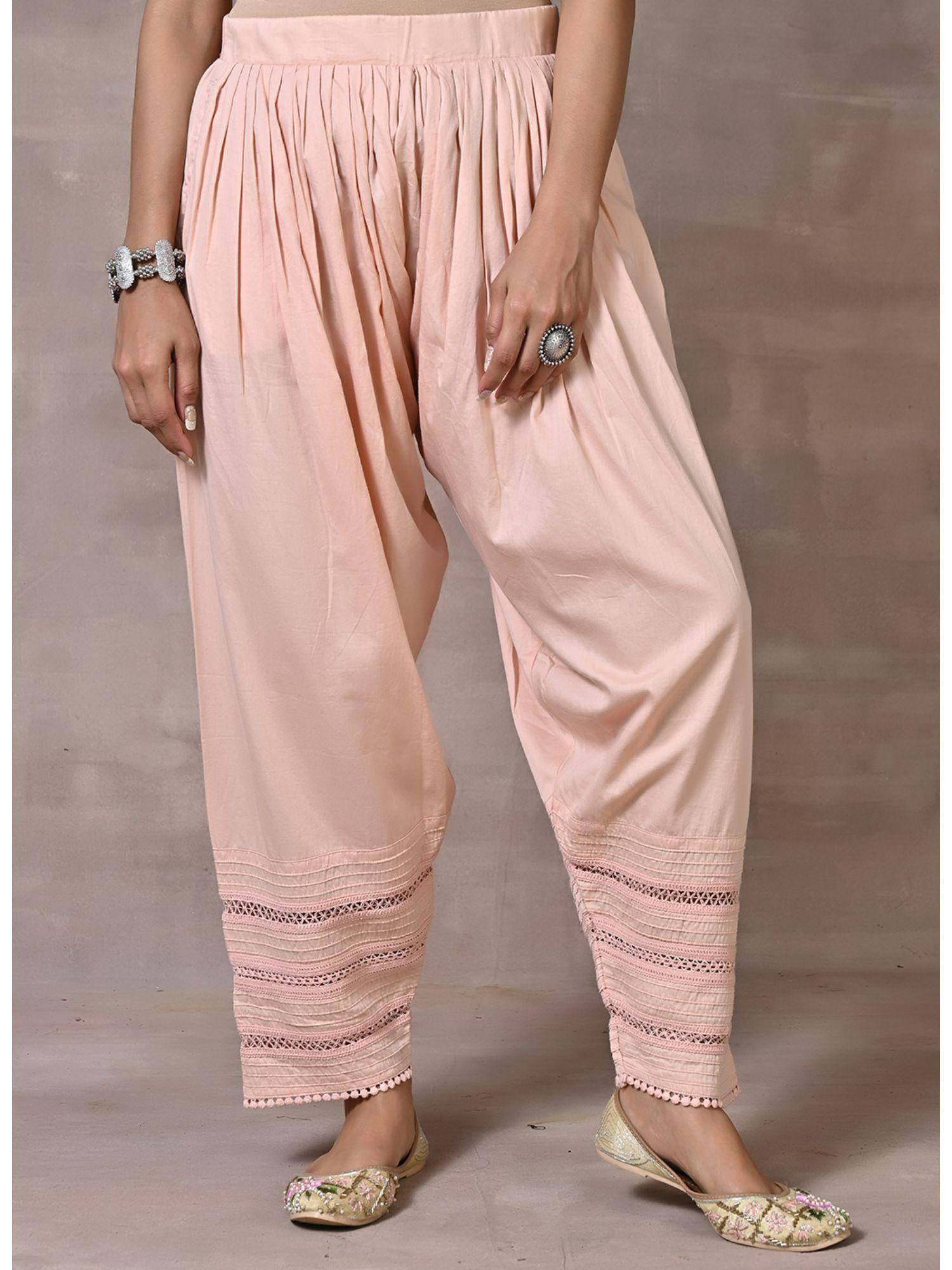 dusty pink pleated salwar with hem details