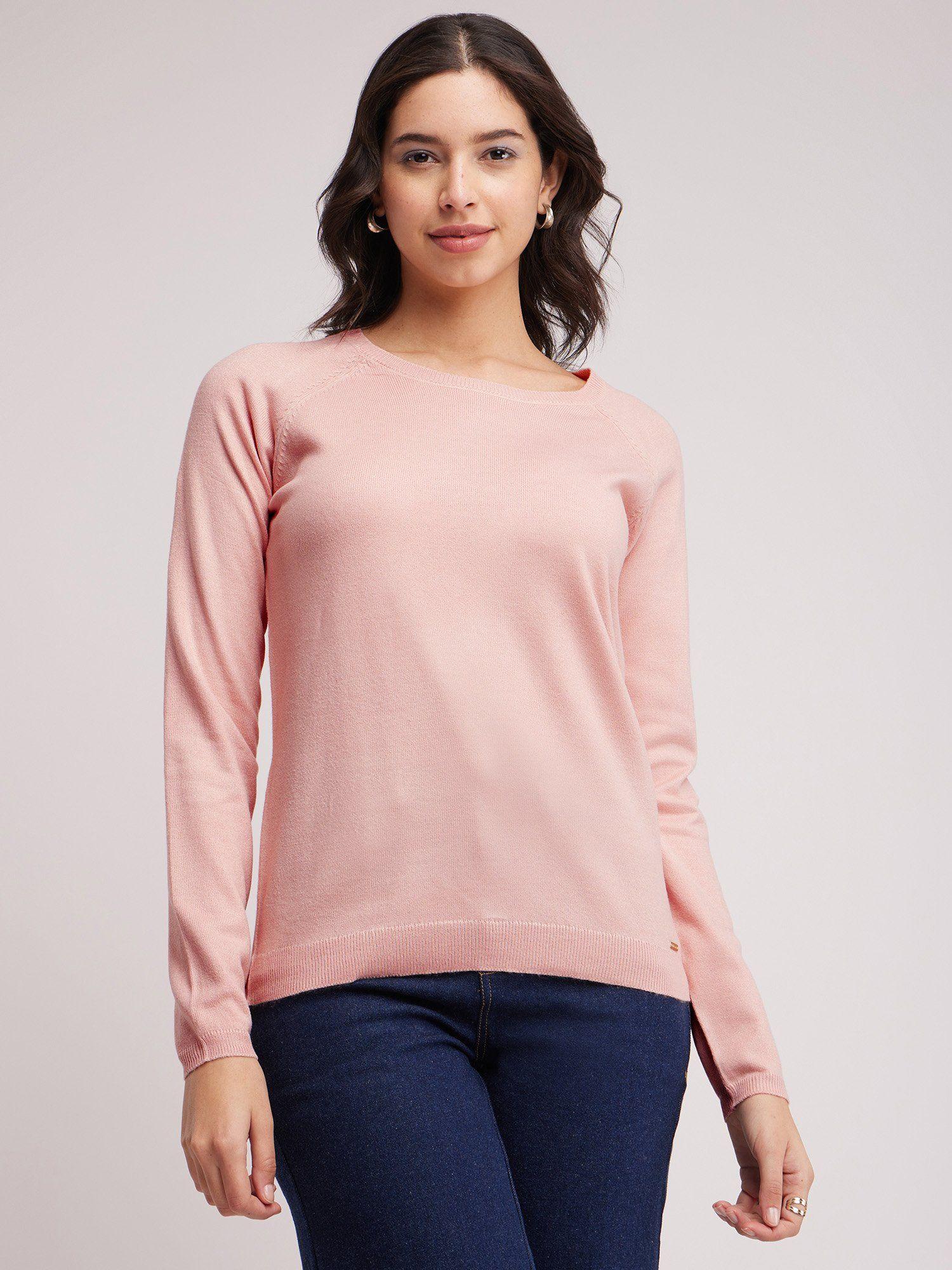 dusty pink raglan sleeve knit sweater