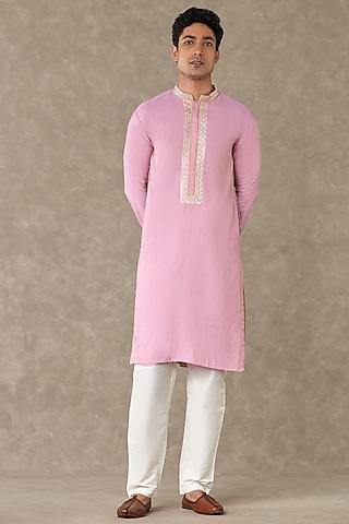 dusty pink tissue kurta set