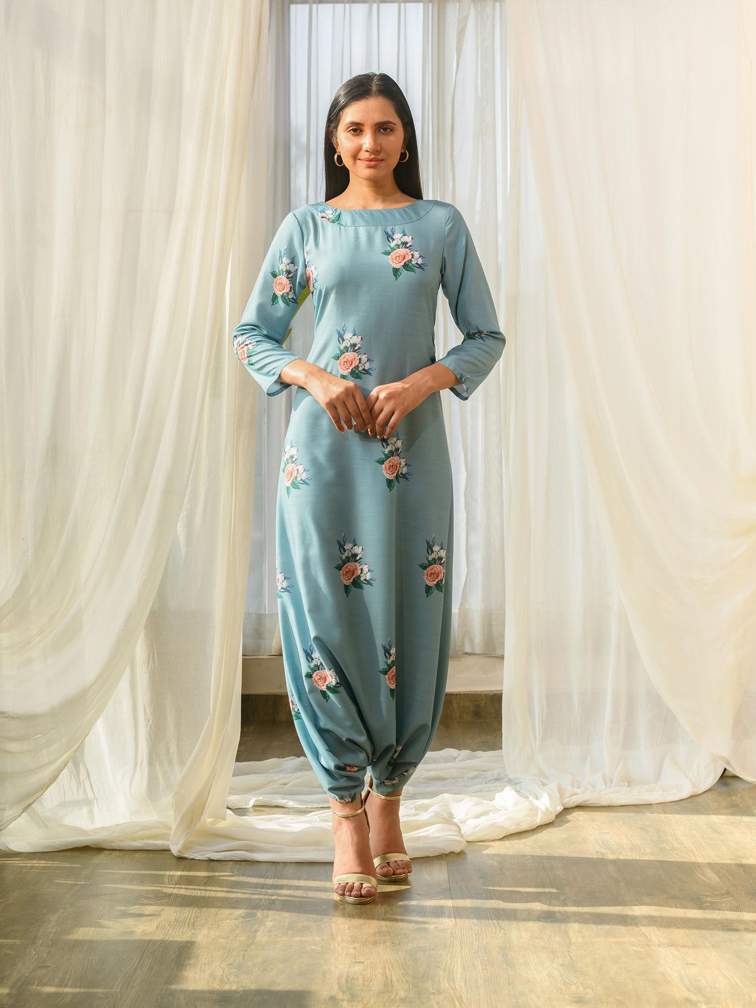 dusty teal dhoti jumpsuit