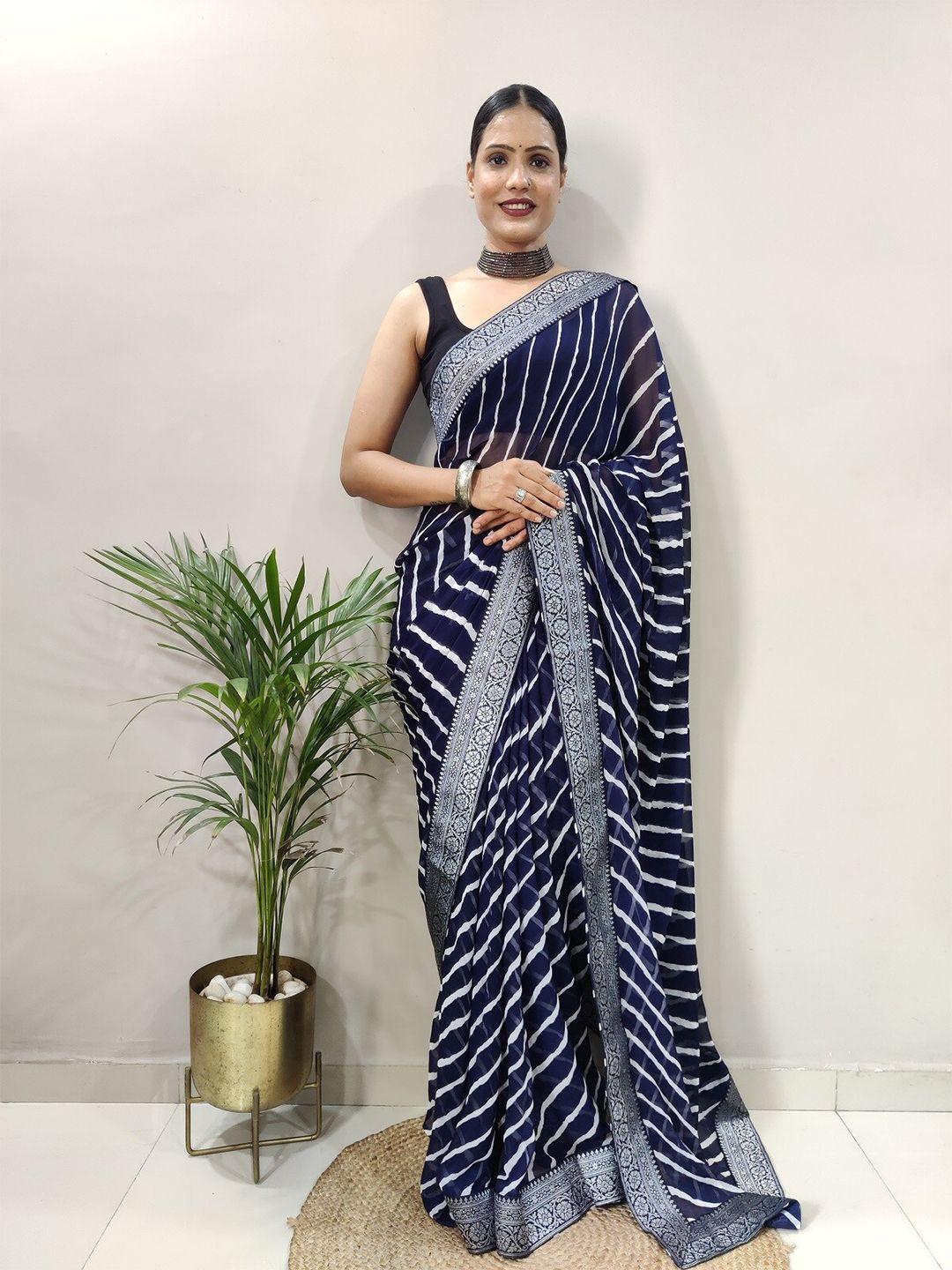 dwini leheriya printed zari detail pure georgette saree