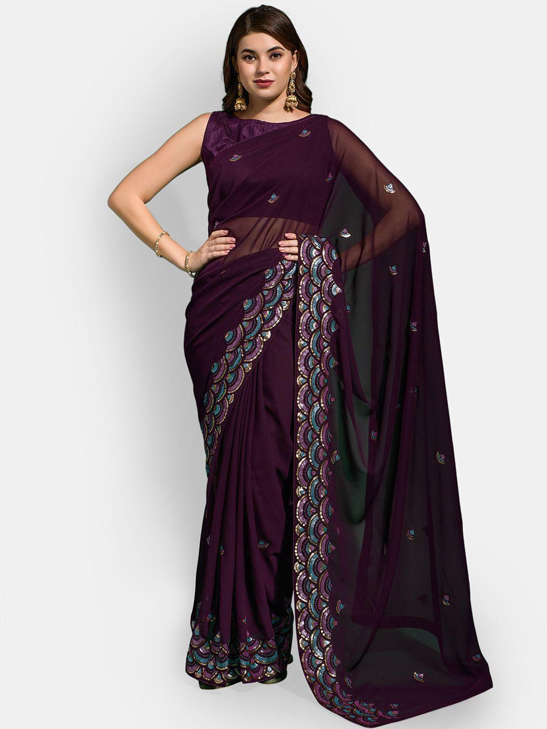 dwiza enterprise embellished sequinned pure georgette chanderi saree