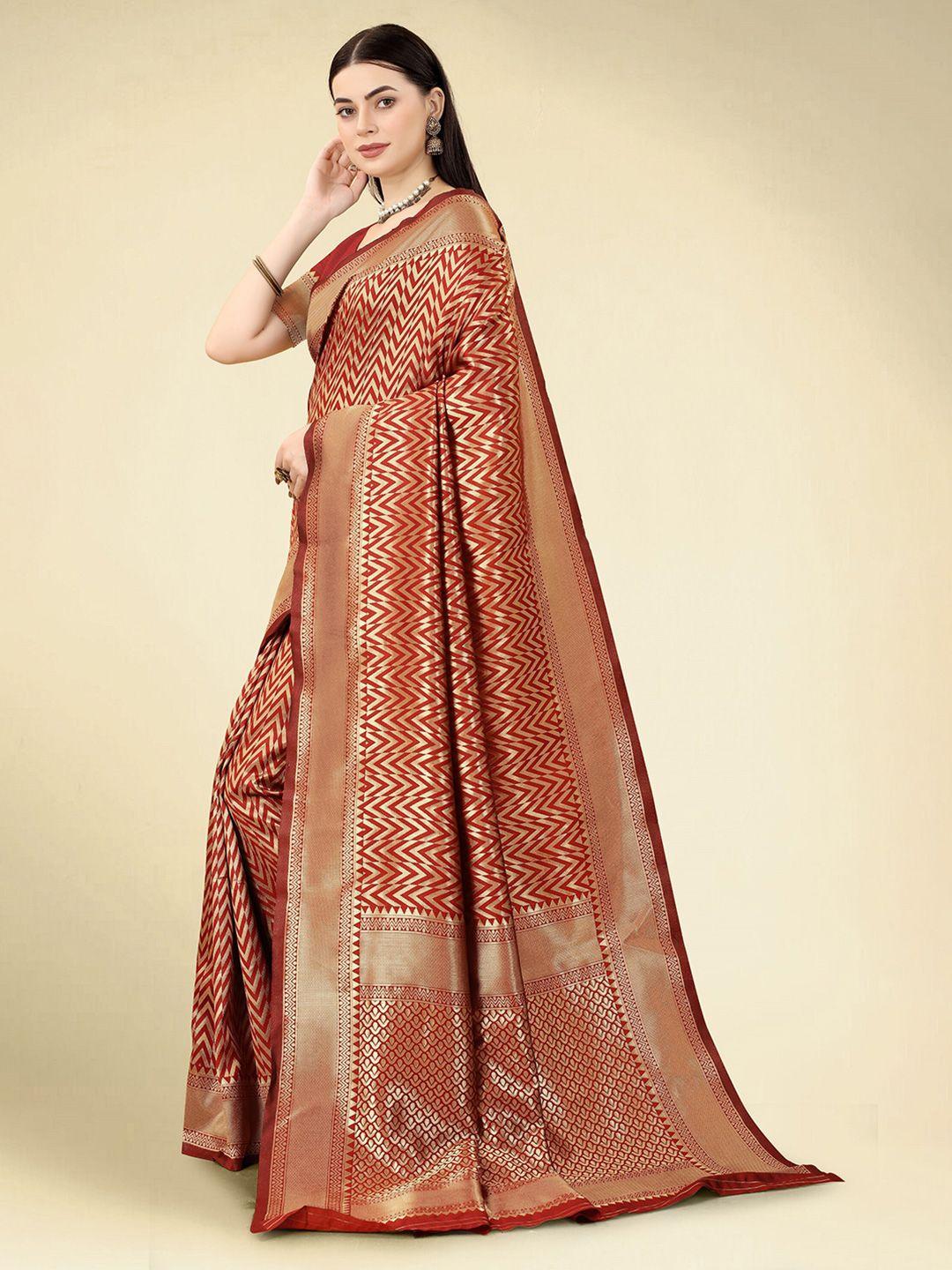 dwiza enterprise geometric woven design zari detail banarasi saree