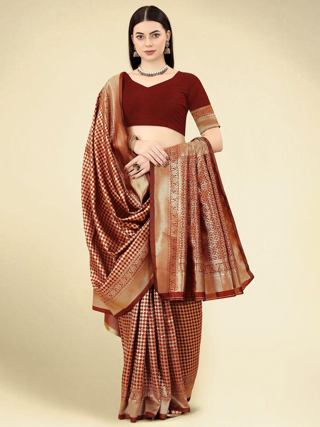 dwiza enterprise geometric woven design zari detailed banarasi saree