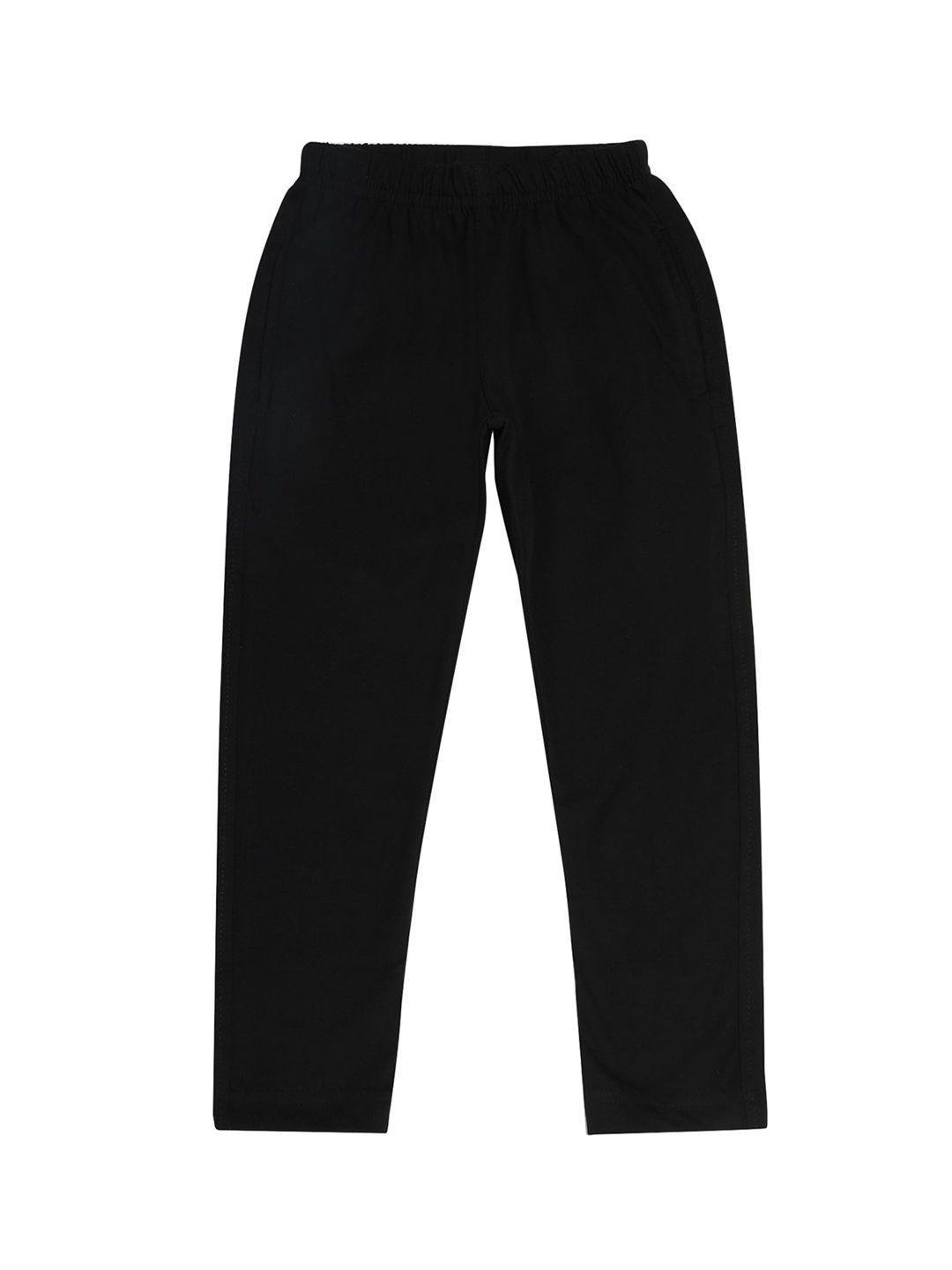dyca boys black solid regular fit mid rise cotton track pant