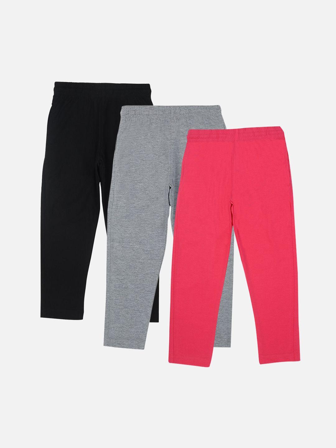 dyca girls pack of 3 solid cotton track pants
