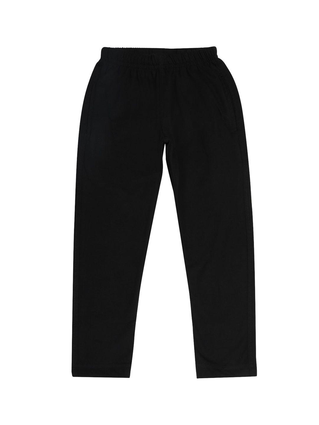 dyca boys black solid cotton regular-fit track pants