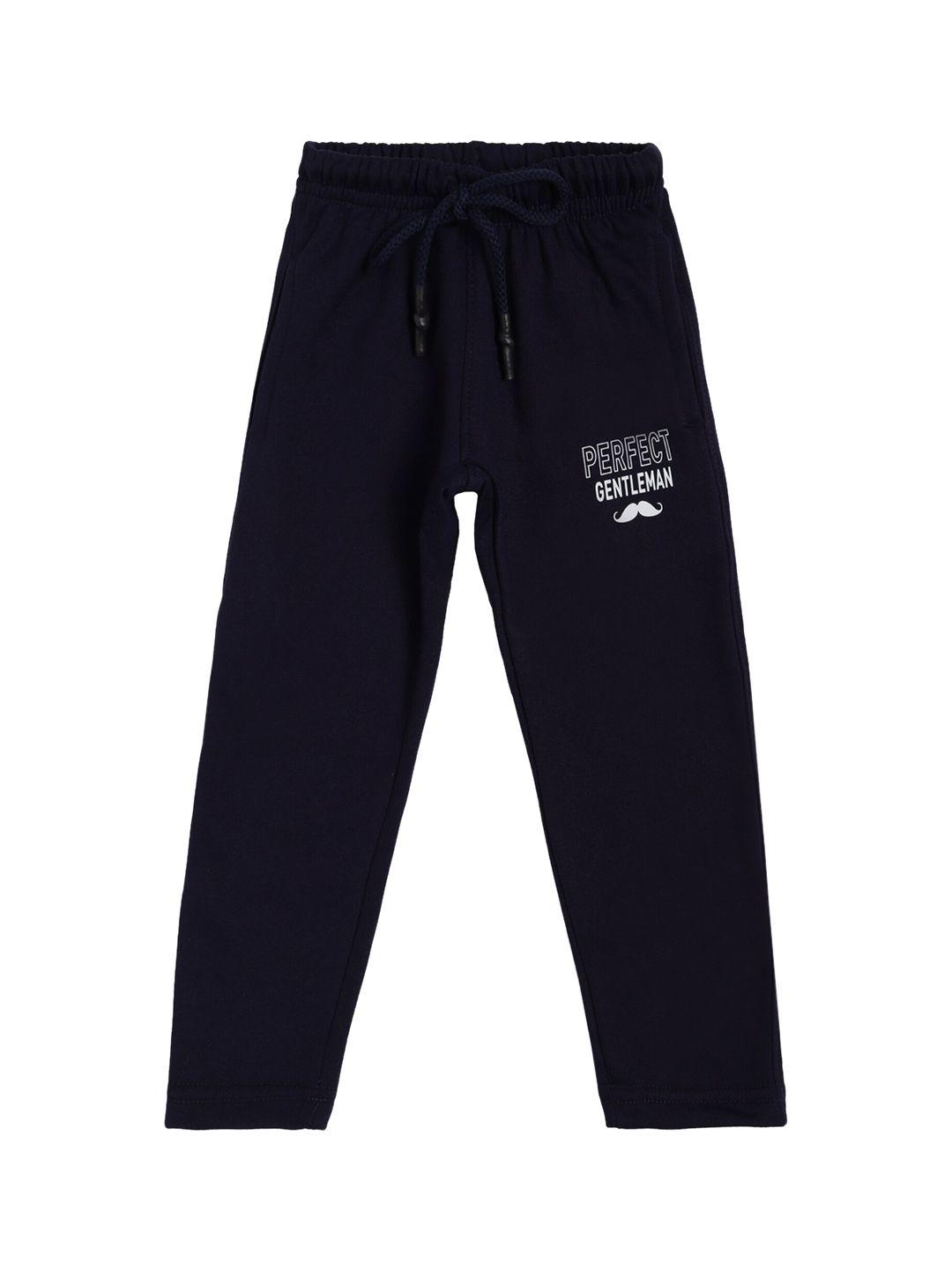 dyca boys navy blue solid cotton track pants