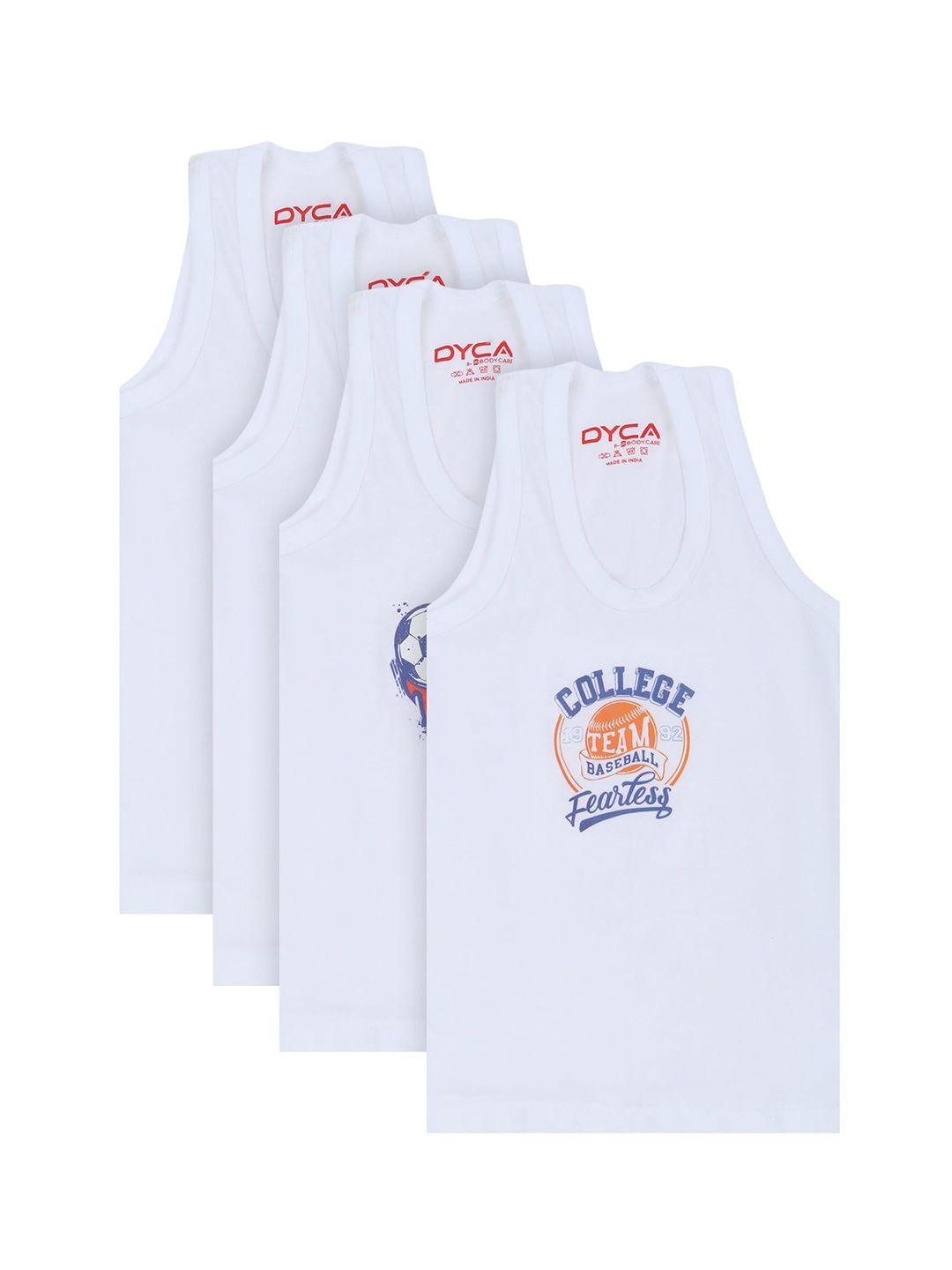 dyca boys pack of 4 assorted white printed vests
