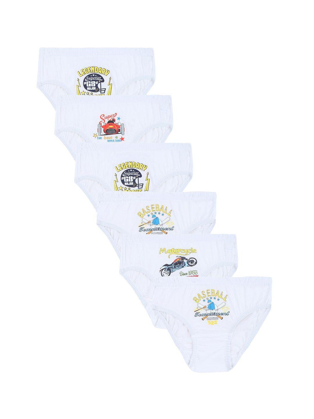 dyca boys pack of 6 white printed cotton briefs