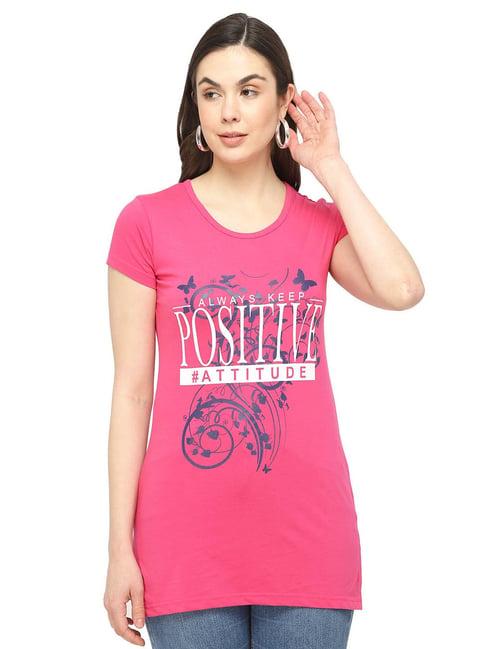 dyca fuchsia cotton printed t-shirt