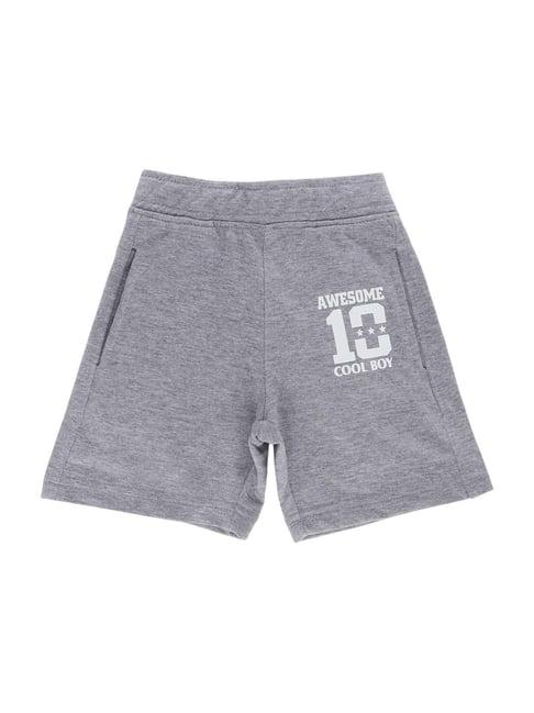 dyca kids melange grey cotton printed shorts