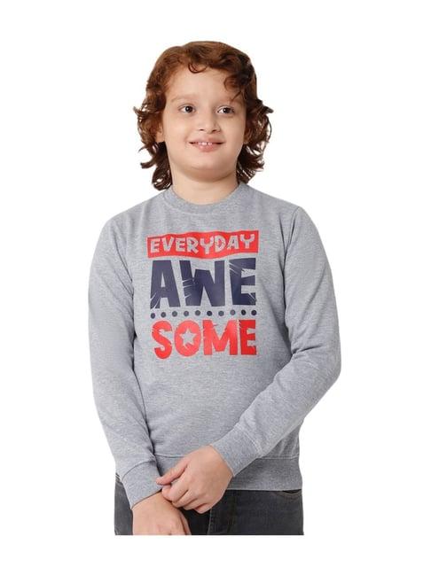 dyca kids melange grey printed full sleeves sweatshirt