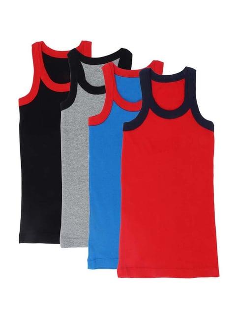 dyca kids multicolor cotton solid vest (pack of 4)