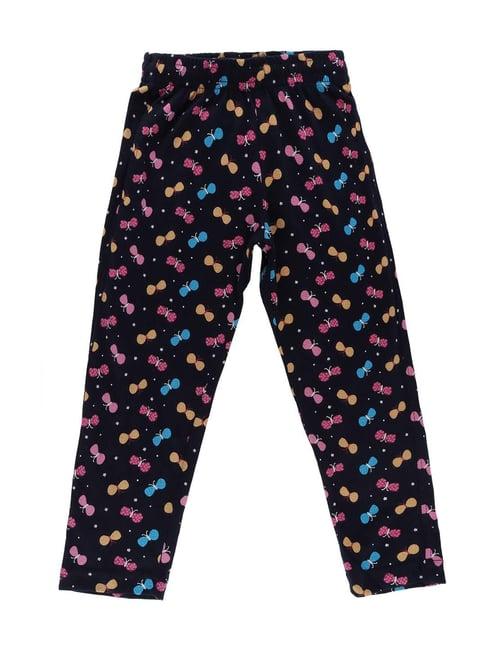 dyca kids navy & pink cotton printed pants