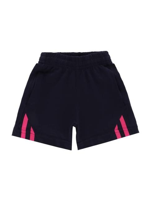 dyca kids navy & pink cotton printed shorts