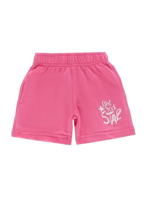 dyca kids pink & white cotton printed shorts