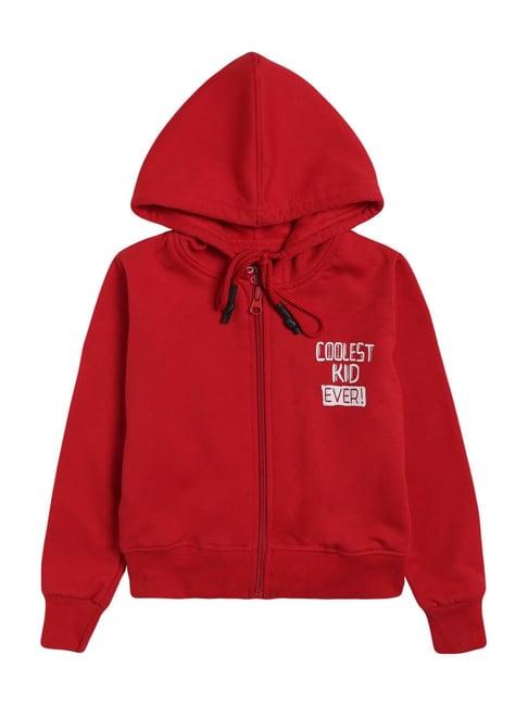 dyca kids red cotton printed hoodies