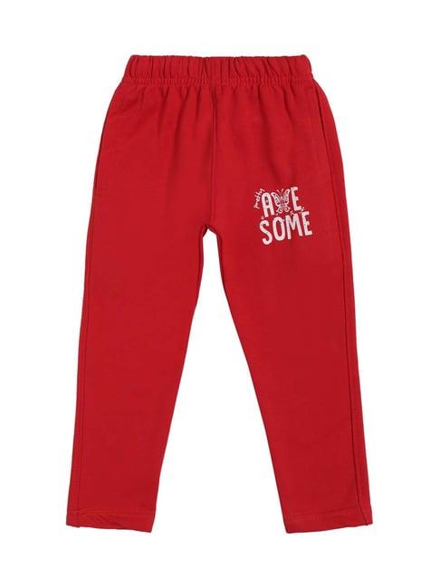 dyca kids red cotton printed trackpant