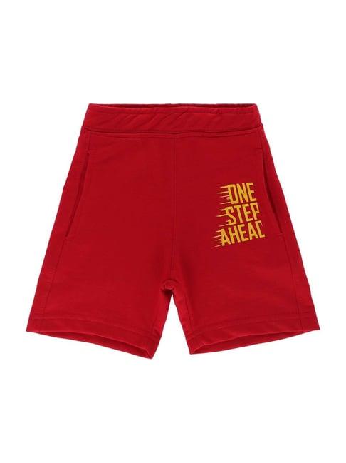 dyca kids red crimson & yellow cotton printed shorts