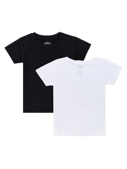 dyca kids white & black solid t-shirt (pack of 2)
