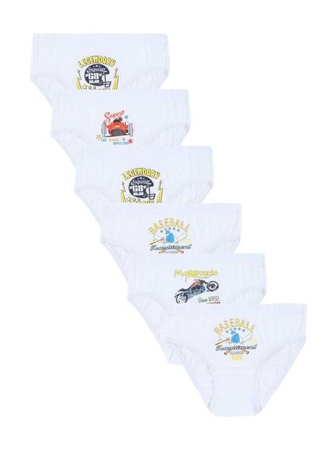 dyca kids white cotton printed briefs (pack of 6)