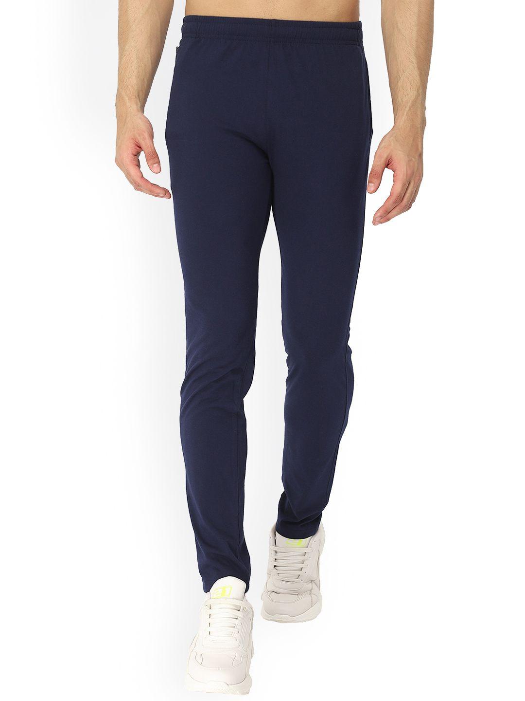 dyca men navy blue solid cotton track pant